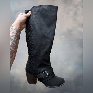 Fergalicious Black Heeled Boots with Buckle